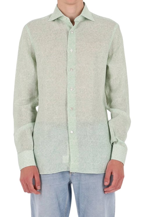 Borriello Napoli Green Melange Linen Shirt