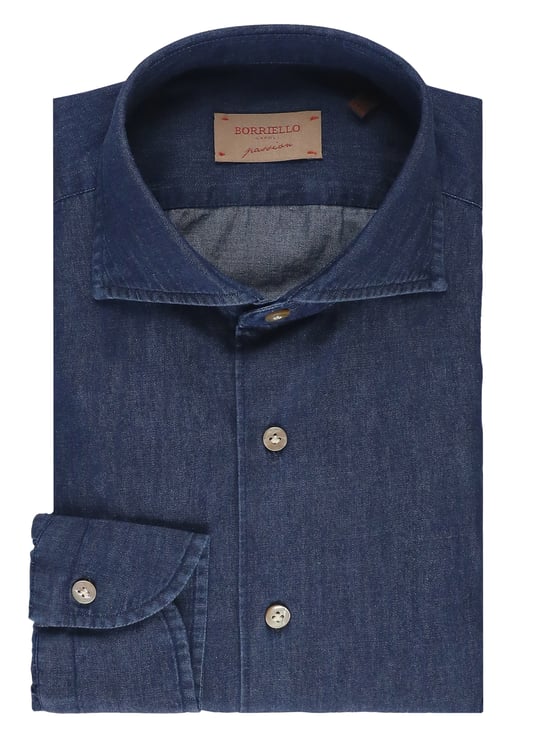 Borriello Napoli Dark Blue Cotton Casual Shirt
