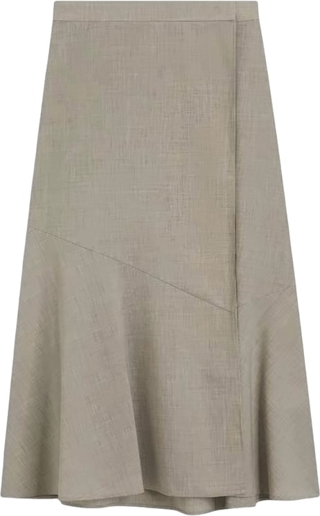 Boss Beige Vuleran Virgin Wool Midi Skirt