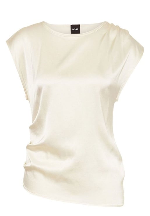 Boss White Etoga Draped Crew Neck Top
