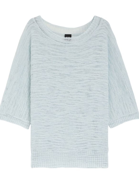 Boss Relaxed Knit Top With Crew Neckline And 3/4-Length Sleeves