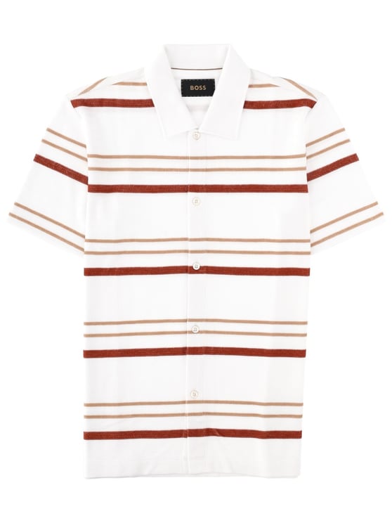Boss White Pitti Horizontal Stripe Polo Shirt