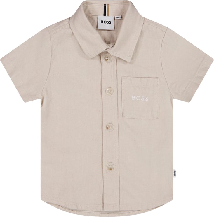 Boss Boss Baby Jongens Blouse In Licht Beige