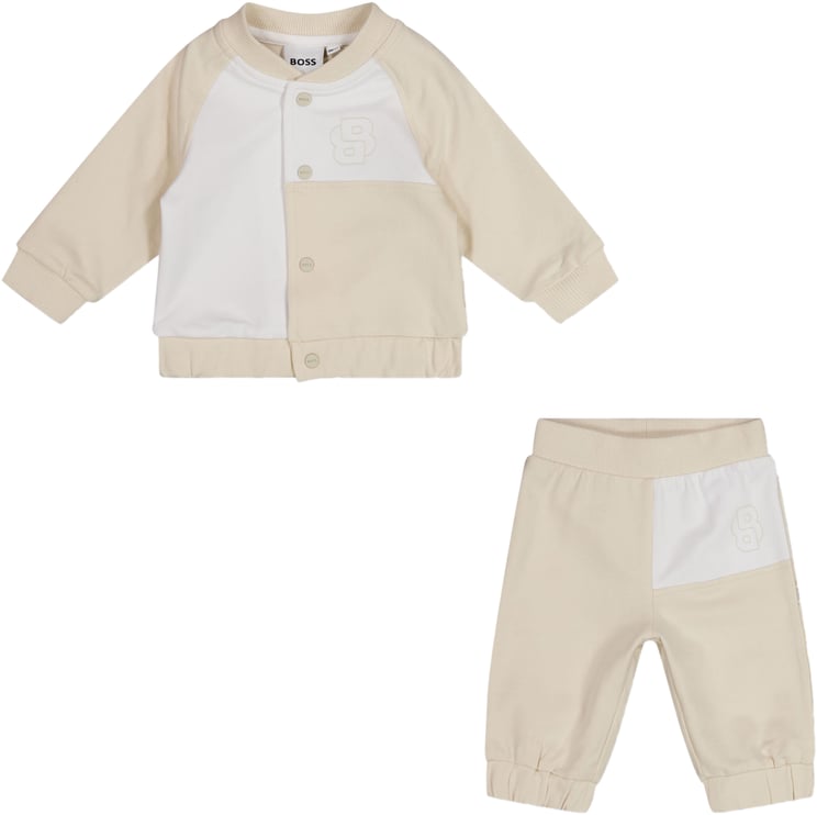 Boss Boss Baby Jongens Joggingpak In Beige