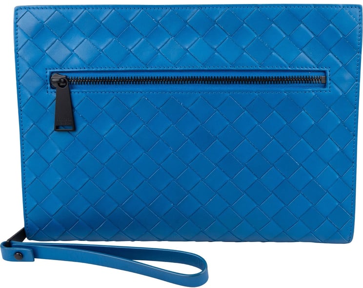 Bottega Veneta Bottega Veneta Blue Intrecciato Leather Clutch