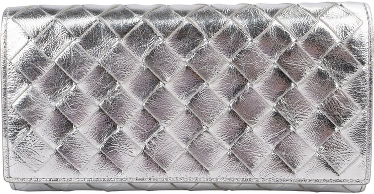 Bottega Veneta Bottega Veneta Metallic Intrecciato Leather Continental Wallet