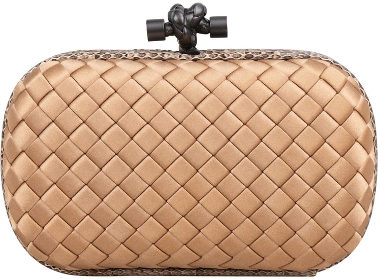 Bottega Veneta Bottega Veneta Intrecciato Satin Knot Snakeskin Clutch
