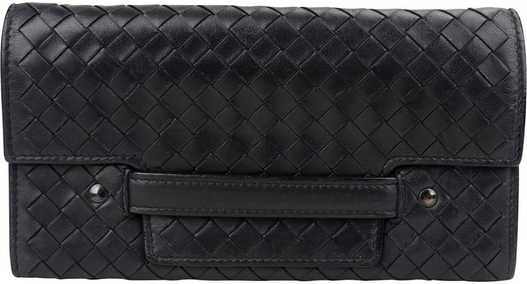 Bottega Veneta Bottega Veneta Black Intrecciato Leather Continental Wallet