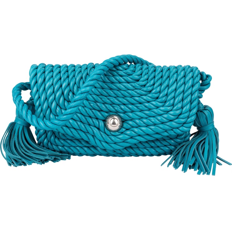 Bottega Veneta Bottega Veneta Braided Blue Leather Torchon Crossbody Bag
