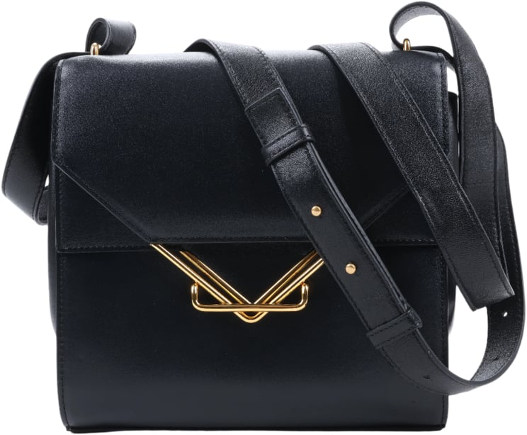 Bottega Veneta Bottega Veneta Box Calfskin Nappa Clip Shoulder Bag in Black