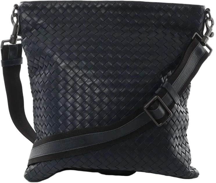 Bottega Veneta Bottega Veneta VN Intrecciato Crossbody Messenger Bag in Navy Blue