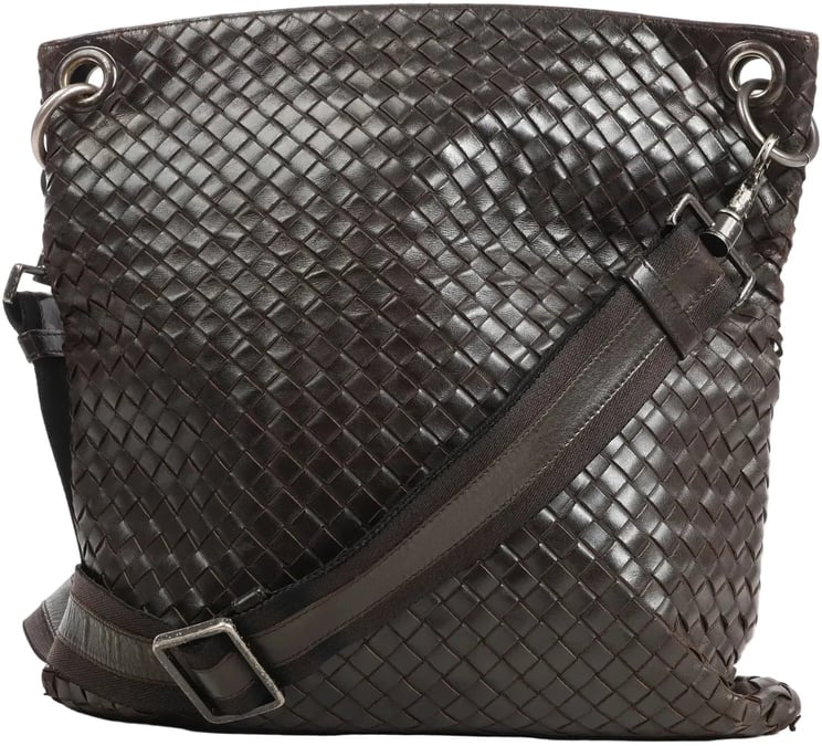 Bottega Veneta Bottega Veneta VN Intrecciato Crossbody Messenger Bag in Brown