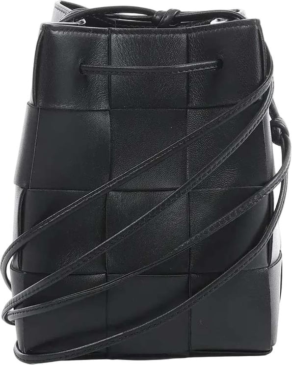 Bottega Veneta Bottega Veneta Cassette Mini Bucket Maxi Intrecciato Leather Handbag in Black