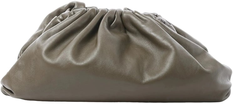 Bottega Veneta Bottega Veneta The Pouch Oversize Leather Clutch Bag in Green