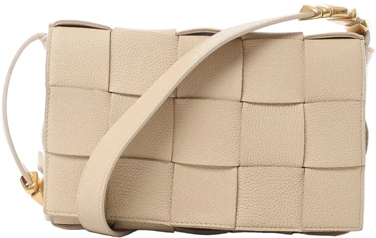 Bottega Veneta Bottega Veneta Cassette Maxi Intrecciato Leather Crossbody Bag in Beige