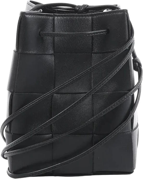 Bottega Veneta Bottega Veneta Cassette Mini Bucket Maxi Intrecciato Leather Handbag in Black