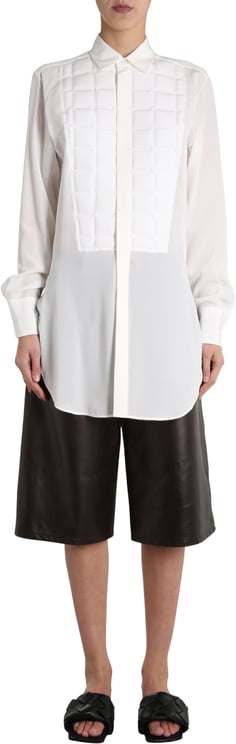 Bottega Veneta Structured Quilted Silk Shirt with Button Closure