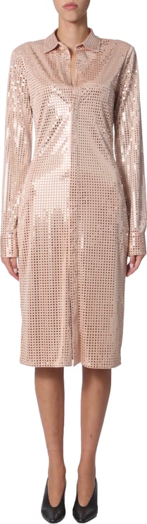 Bottega Veneta Front Button Closure Shirt Dress with Classic Collar