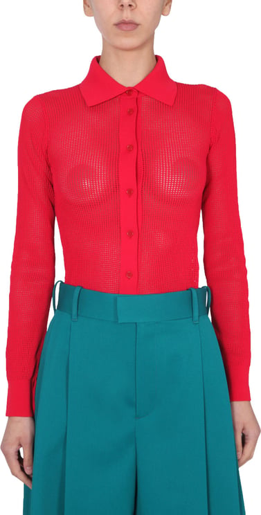 Bottega Veneta Mesh Knit Cardigan with Fitted Silhouette