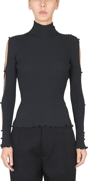 Bottega Veneta High Neck Turtleneck Sweater with Textured Knit Design