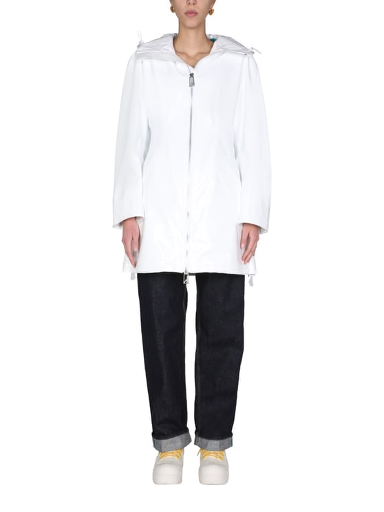 Bottega Veneta Hooded High Neck Parka with Front Zipper Closure