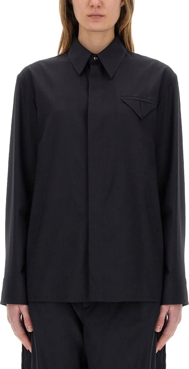 Bottega Veneta Tailored Wool Shirt with Structured Collar