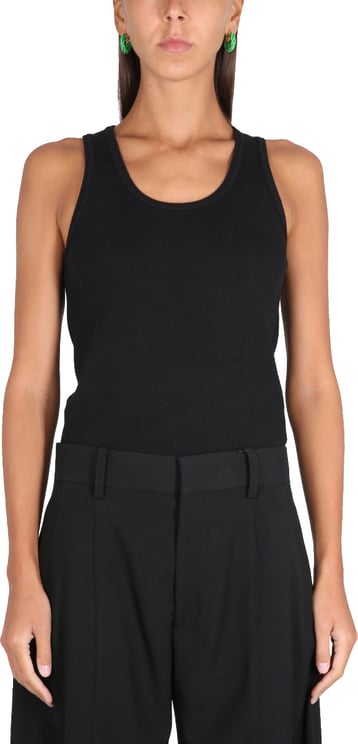 Bottega Veneta Ribbed Slim-Fit Top with Round Neckline