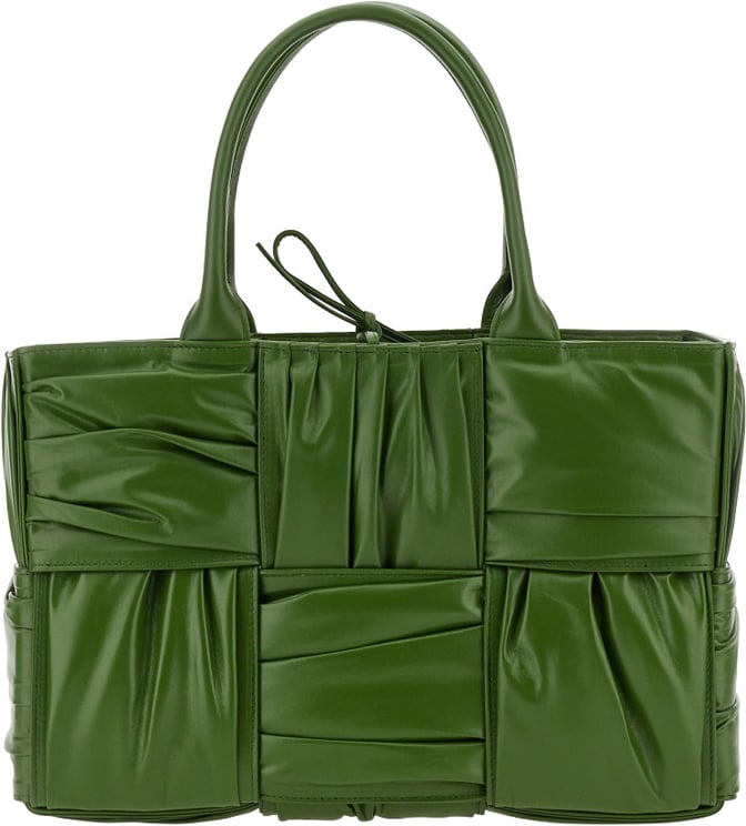 Bottega Veneta Textured Green Calfskin Small Bow Tote Bag