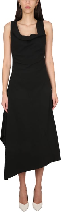 Bottega Veneta Asymmetrical Midi Dress with Unique Silhouette