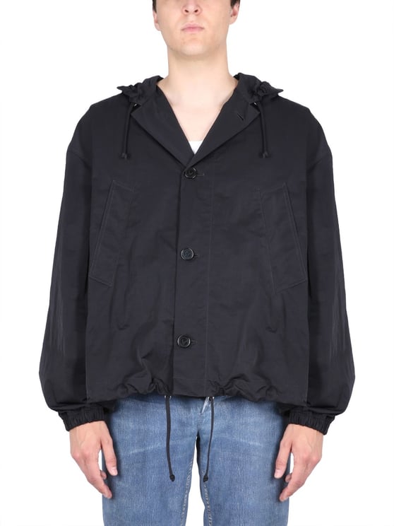 Bottega Veneta Minimalistic Jacket with Adjustable Hood and Pouch Pocket