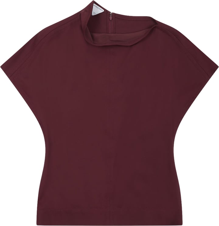 Bottega Veneta Draped Burgundy Top With Asymmetrical Neckline