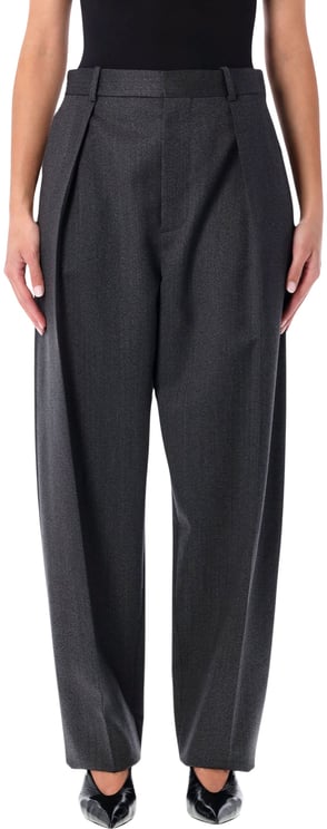 Bottega Veneta Bottega Veneta grey moiré wool pleated trousers