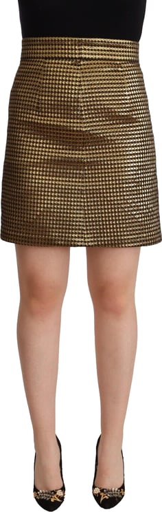 Boutique Moschino Boutique Moschino Black Gold A-line Above Knee Casual Skirt