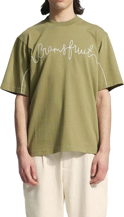 Bram's Fruit Garden Hose Chain Stitch T-Shirt - Olive Green