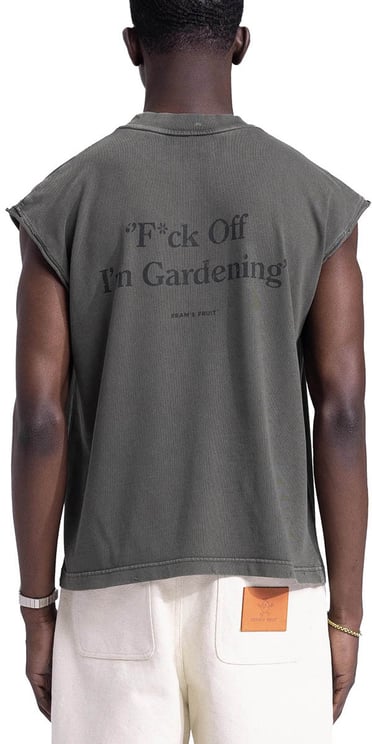 Bram's Fruit “F*ck Off I'm Gardening” Sleeveless T-Shirt Distressed - Washed Charcoal