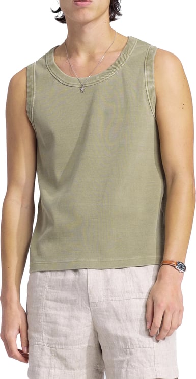 Bram's Fruit Heavy Rib Tanktop Distressed - Washed Olive Green
