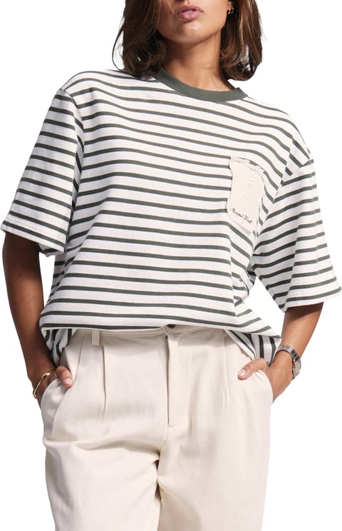 Bram's Fruit Varsity Striped T-shirt - Olive Green