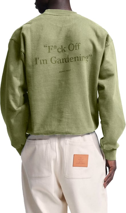 Bram's Fruit Distressed F*ck Off I'm Gardening Crewneck - Washed Olive Green