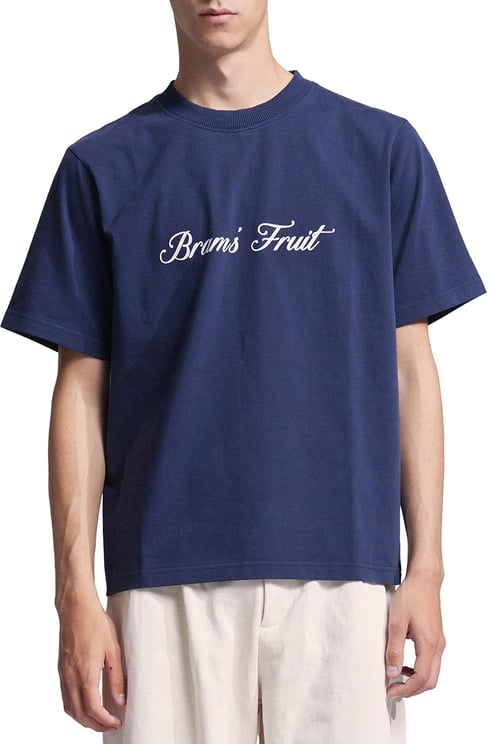 Bram's Fruit Script Logo T-shirt - Navy
