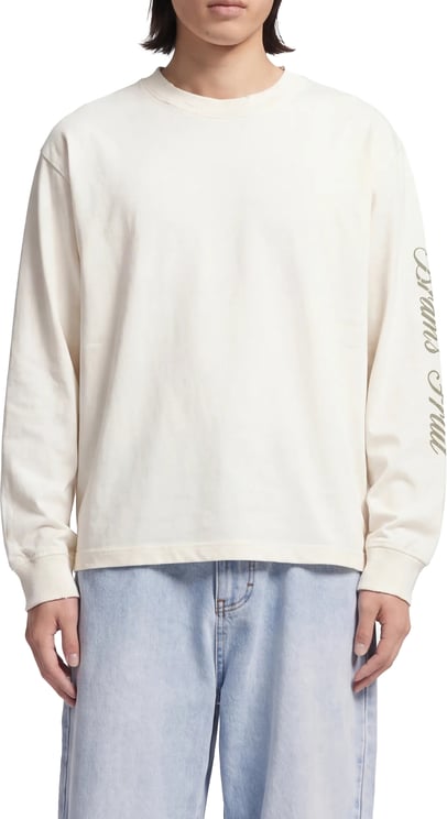 Bram's Fruit Distressed Script Logo Longsleeve - Off White