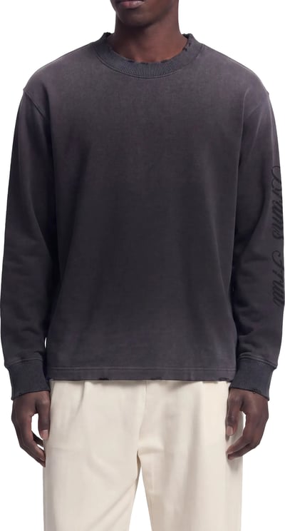 Bram's Fruit Distressed Script Logo Longsleeve - Shadow Black