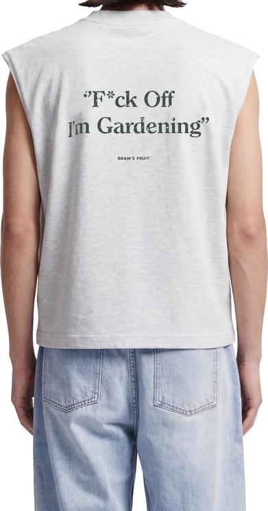 Bram's Fruit Distressed “F*ck Off I'm Gardening” Sleeveless T-shirt - Grey Melange