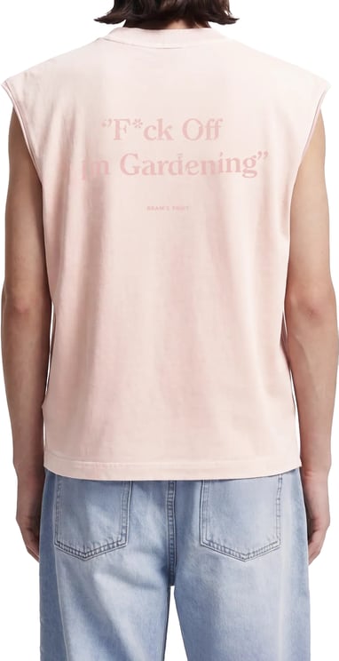 Bram's Fruit Distressed “F*ck Off I'm Gardening” Sleeveless T-shirt - Strawberry Milkshake Pink