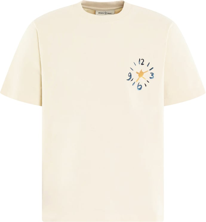 Bram's Fruit Bram's Fruit Heren Clock Acrylic T-Shirt Beige