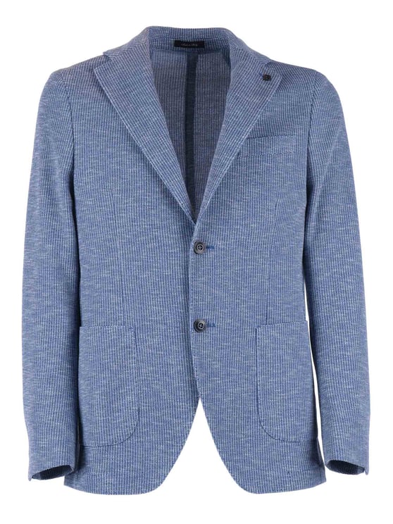 Breras Milano Textured Blue Notch Blazer