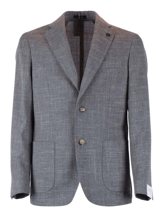 Breras Milano Grey Textured Two Button Blazer