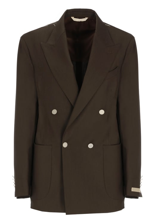 Briglia Brown Blanchette Double-Breasted Wool Blazer