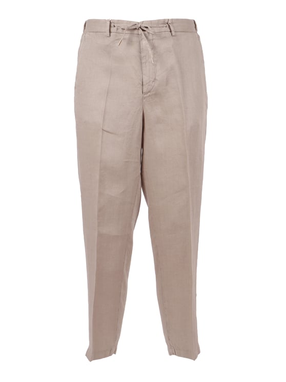 Briglia Linen Tapered Drawstring Straight-Leg Pants