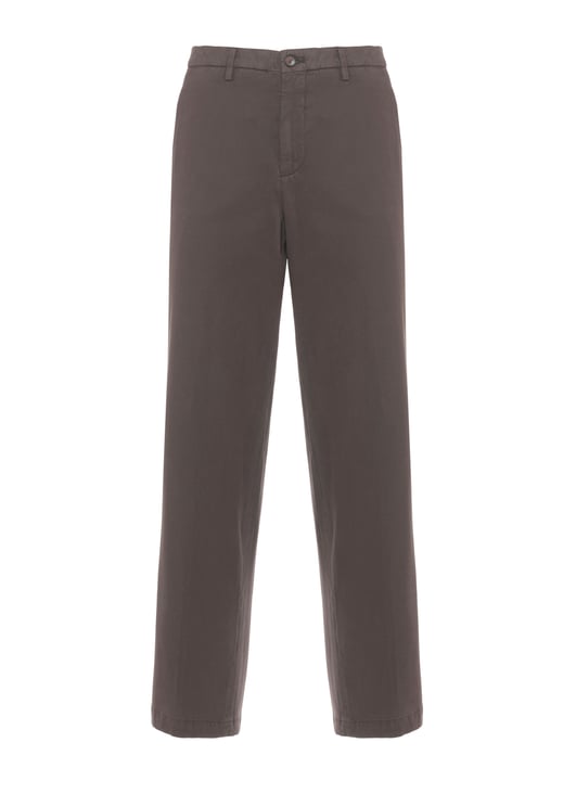 Briglia Brown Jeangw Cotton-Blend Straight-Leg Pants