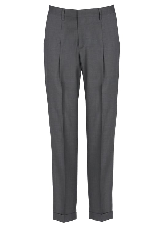 Briglia Grey Tiberios Wool Straight-Leg Pants